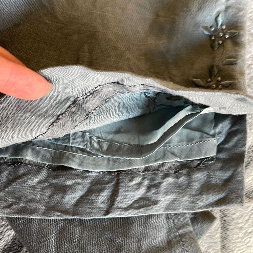 Annie‎ Alexander Womens High Rise Pants Cropped Lined Embroidered Gray Size 10 - Picture 6 of 11